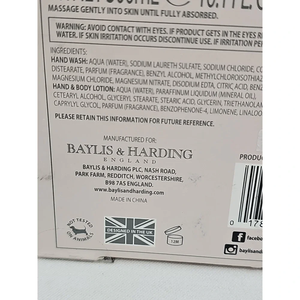 Baylis & Harding Pink Fizz - Elderflower Scent -  Hand Wash & Body Lotion Set